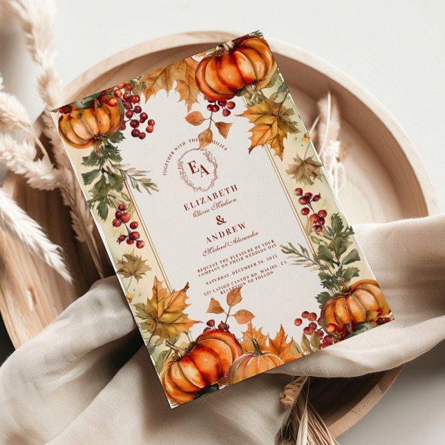 Invitación Boda de otoño de la calabaza dorada (Subido por el creador)