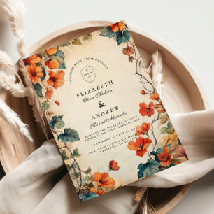 Invitación Boda de otoño de la floración de la marcha