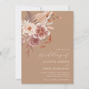 Invitación Boda de otoño de la foto del código QR de la flora