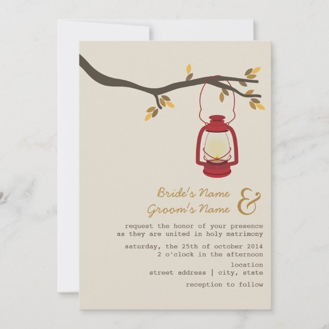 Invitación Boda de otoño de la Red Oil Lantern Wilderness / C (Anverso)