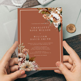 Invitación Boda de otoño de las flores acuáticas de Boho Terr