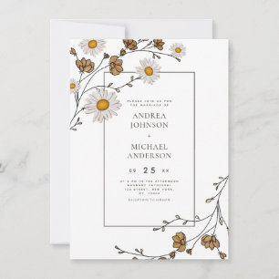 Invitación Boda de otoño de las flores de marea y marea