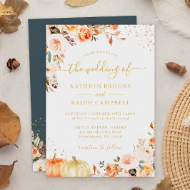 Invitación Boda de otoño de los Purpurinas de oro botánico fl