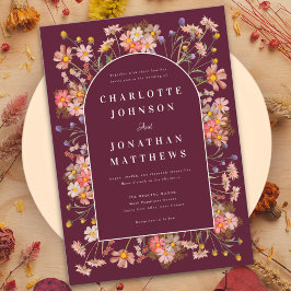 Invitación Boda de otoño de Naranja quemado en Burgundy