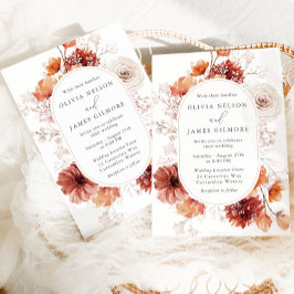 Invitación Boda de otoño de otoño con flores bohemias