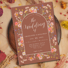 Invitación Boda de otoño de Terracotta, Naranja quemado de fl