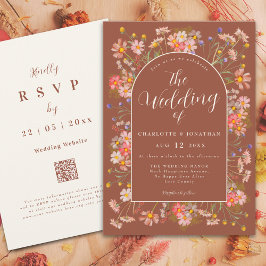 Invitación Boda de otoño de Terracotta, Naranja quemado de fl