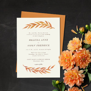 Invitación Boda de otoño de texto formal de rama simple