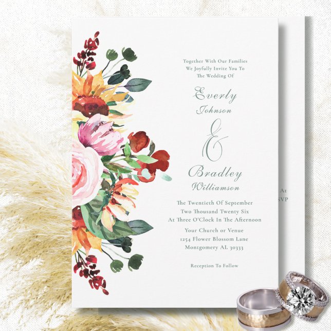 Invitación Boda de otoño de verano de primavera girasol acuát (Subido por el creador)
