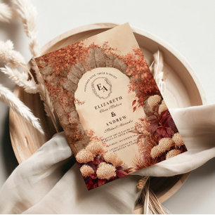 Invitación Boda de otoño de vintage Stone Arch