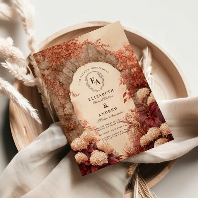 Invitación Boda de otoño de vintage Stone Arch (Subido por el creador)