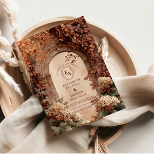Invitación Boda de otoño de vintage Stone Arch
