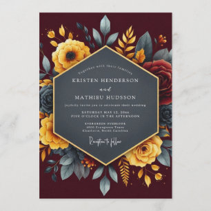 Invitación Boda de Otoño Distinguida de Borgoña