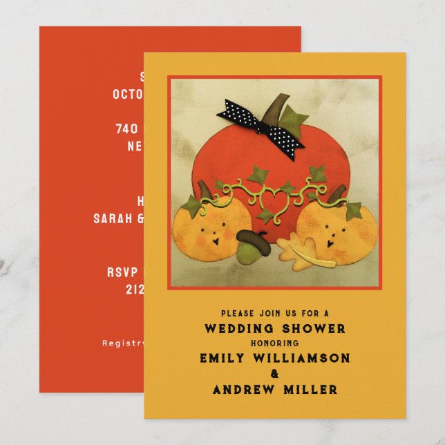 Invitación Boda de otoño ducha para parejas (Anverso / Reverso)
