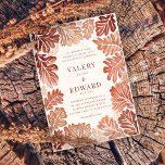 Invitación Boda de otoño elegante acuarela bohemia<br><div class="desc">Disfrute del ambiente para su celebración de otoño con esta elegante invitación a acuarela bohemia de otoño, con suaves hojas de acuarela de otoño en cálidos tonos terracota, marrón y crema. Mezcla de colores tierra, encanto bohemio y sencillez moderna, esta invitación combina perfectamente la elegancia rústica y el romanticismo de...</div>