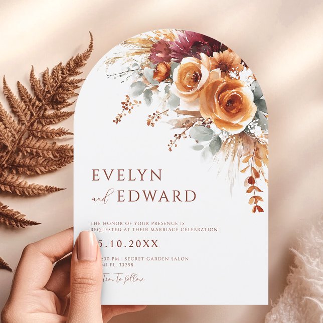 Invitación Boda de otoño elegante Boho Floral (Subido por el creador)