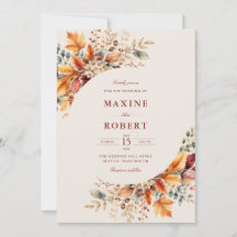 Boda de Otoño Elegante con Acuarela Suave