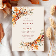 Boda de Otoño Elegante con Acuarela Suave