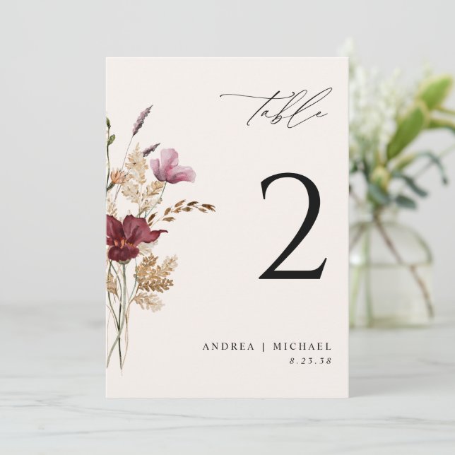 Invitación Boda de Otoño Elegante con Flores Silvestres Boho (Anverso de pie)