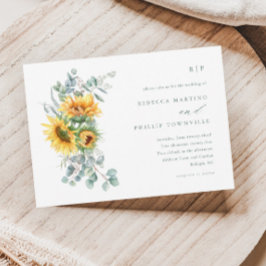 Invitación Boda de otoño elegante con girasoles y eucalipto