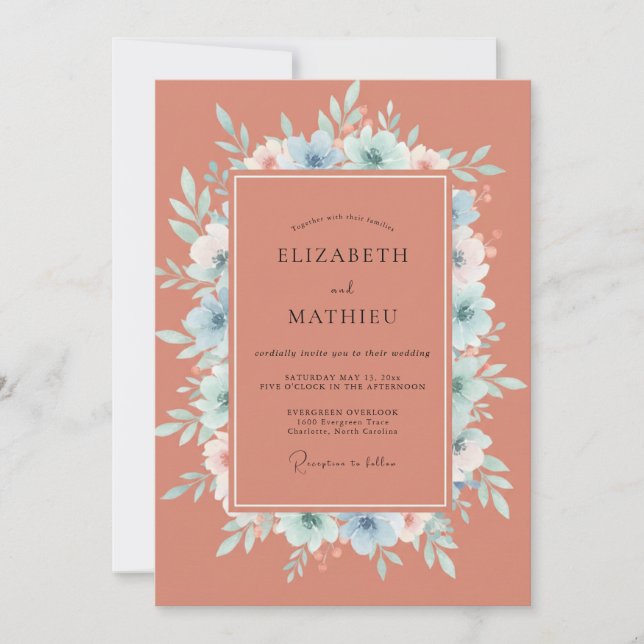 Invitación Boda de Otoño Elegante de Terracota (Anverso)