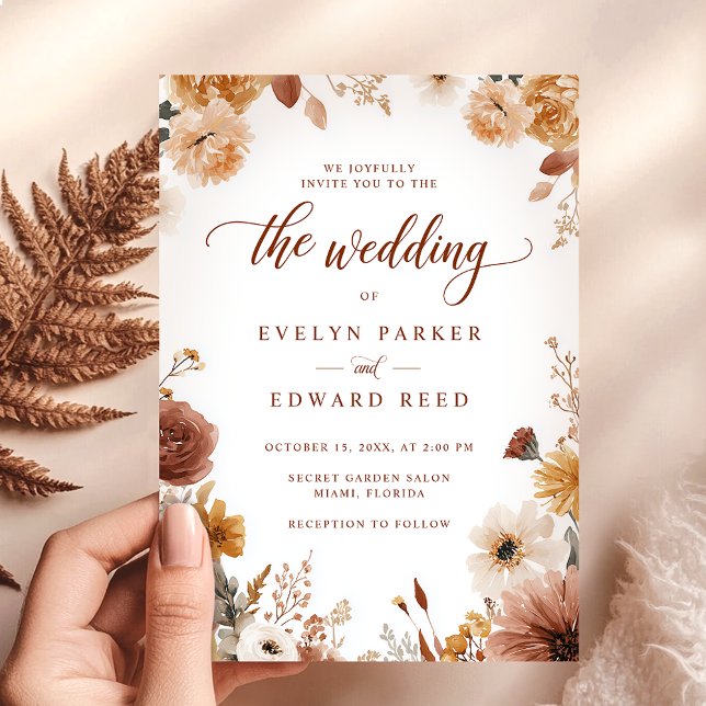 Invitación Boda de otoño elegante floral (Subido por el creador)