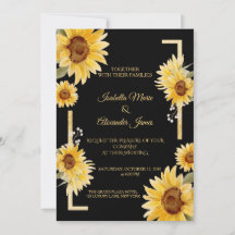 Boda de otoño elegante girasol negro dorado