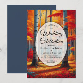 Invitación Boda de otoño en el árbol de birch rústico