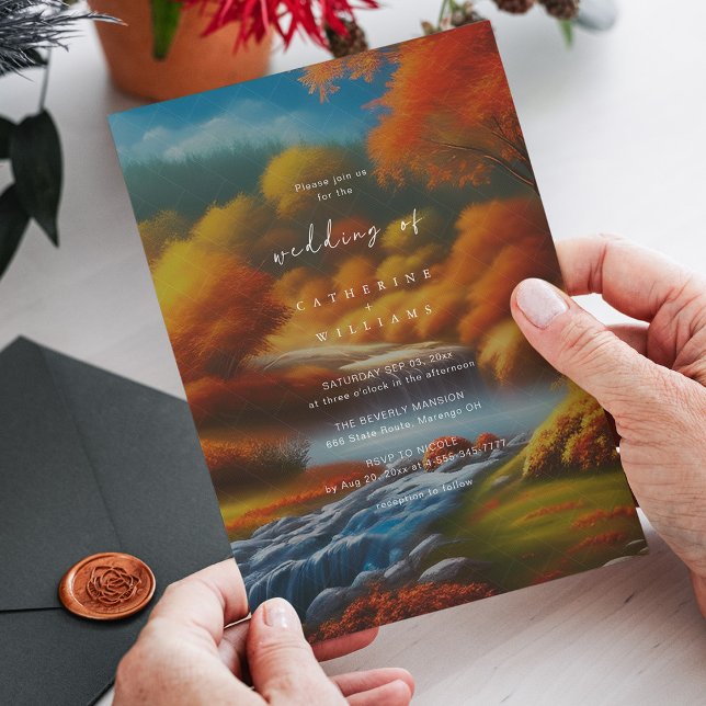 Invitación Boda de Otoño en el Bosque Encantado (Zazzle Romantic Reverie_ Magical Fall Forest Wedding Invitation)