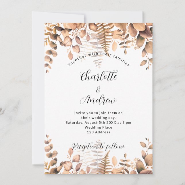 Invitación Boda de otoño en el bosque Eucalyptus (Anverso)