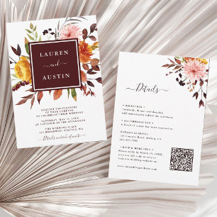 Invitación Boda de otoño en jardín de Borgoña todo en uno
