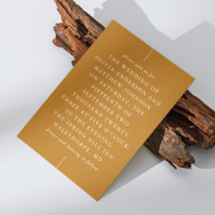 Invitación Boda de Otoño en Marrón Mostaza   Tipografía Moder