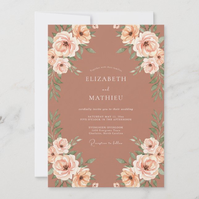 Invitación Boda de Otoño en Terracota Silenciada (Anverso)