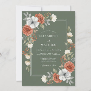 Invitación Boda de Otoño en Verde Salvia Lujuriante