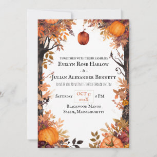 Invitación Boda de Otoño Encantado Halloween Acrílico