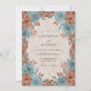 Invitación Boda de otoño exuberante de cobre