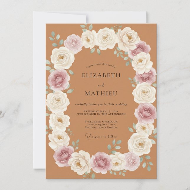 Invitación Boda de otoño exuberante en terracota (Anverso)