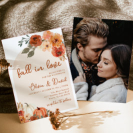 Invitación Boda de Otoño Floral Boho Calabaza Enamorarse