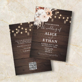 Invitación Boda de Otoño Floral Boho de Madera Rústica Todo e