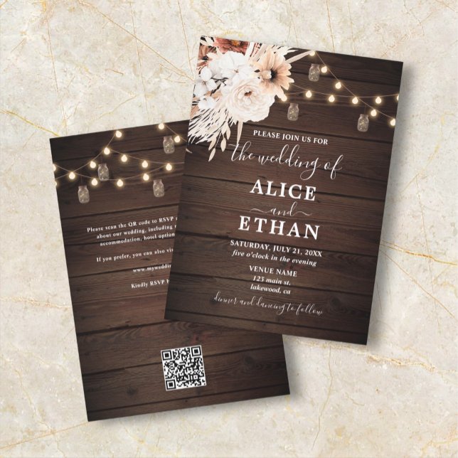 Invitación Boda de Otoño Floral Boho de Madera Rústica Todo e (Subido por el creador)