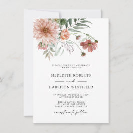Invitación Boda de Otoño Floral Boho Terracota