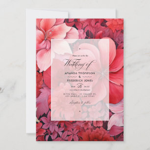 Invitación Boda de otoño floral con gradiente rojo