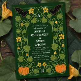 Invitación Boda de otoño floral con murciélago gótico de cala