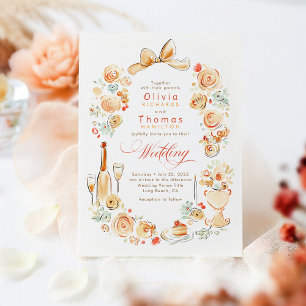 Invitación Boda de Otoño Floral Francesa Caprichosa a Mano