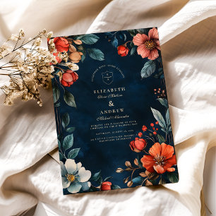 Invitación Boda de Otoño Floral Gótico