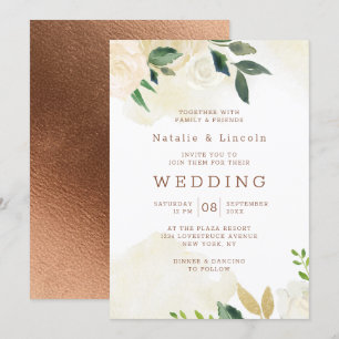 Invitación Boda de Otoño Floral Rústica Fresca de Granja