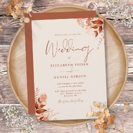 Invitación Boda de Otoño Floral Rústica Terracota