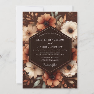 Invitación Boda de otoño floral sepia