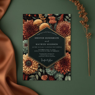 Invitación Boda de Otoño Floral Siena Profunda