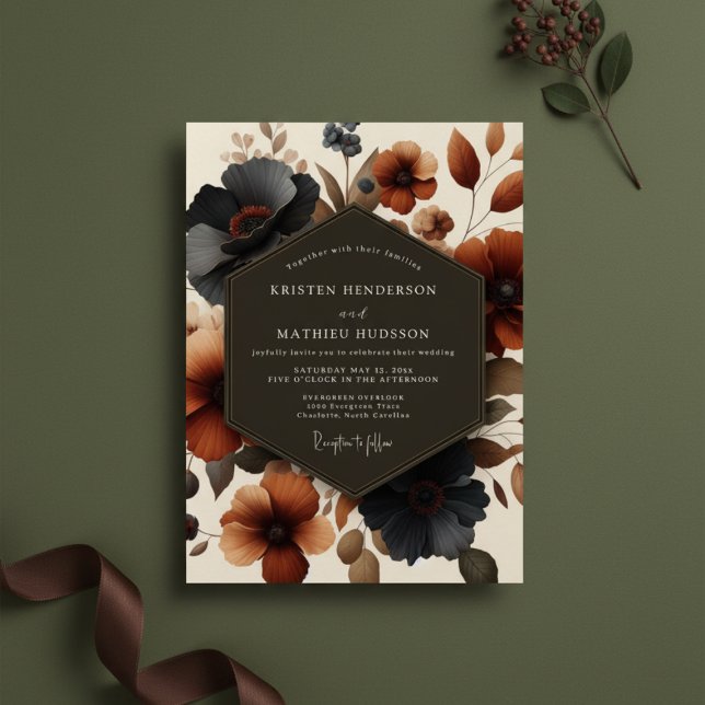 Invitación Boda de otoño floral sienna (Subido por el creador)